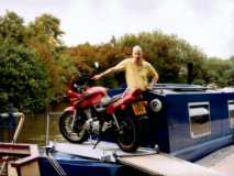 Motorcycle ramp with bike & proud new owner.