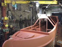 Detail of glazing frames – this boat will have double glazed panels in the front section.